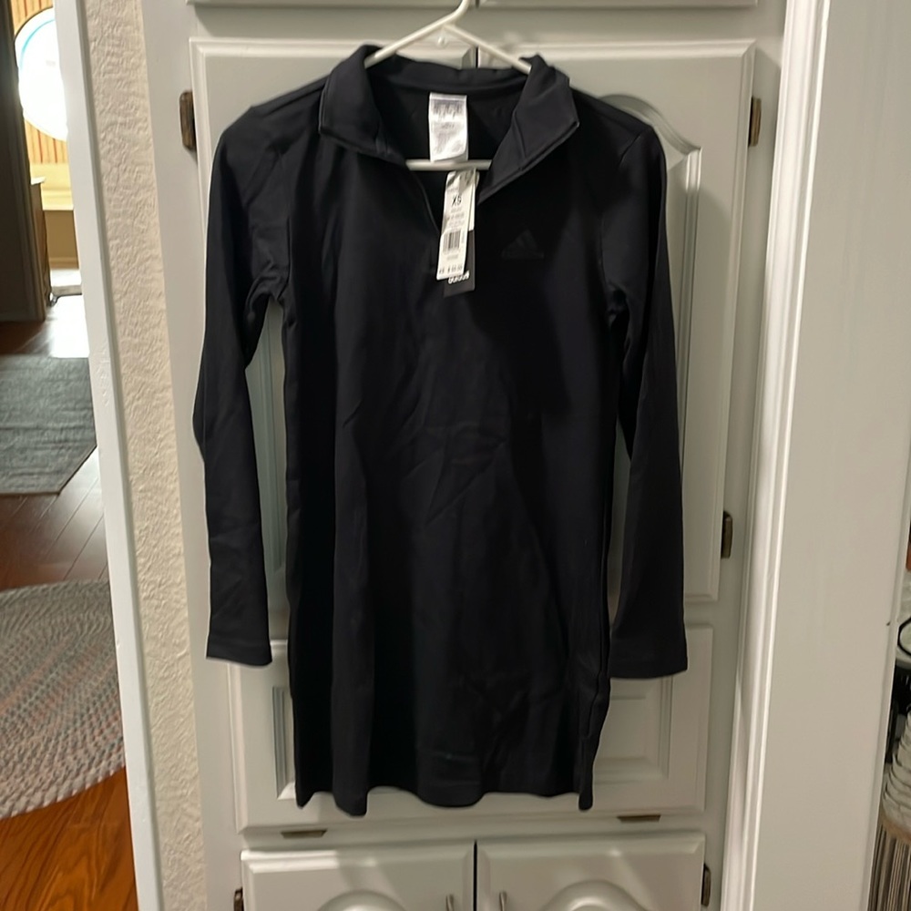 Adidas Unleash Confidence Half Zip Shift Logo Dress in Black